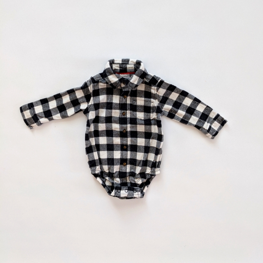 Carter's Plaid Flannel Button Up Onesie Bodysuit